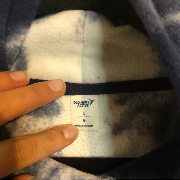 Old Navy Active Fleece Sweater Tie Dye Cowl Neck with drawstring - Picture 6 of 6